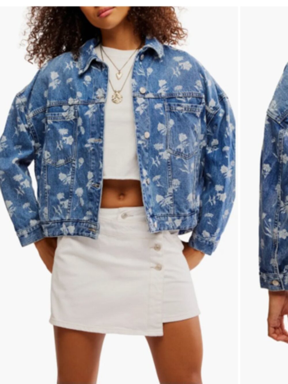 Opal Floral Swing Denim Jacket
